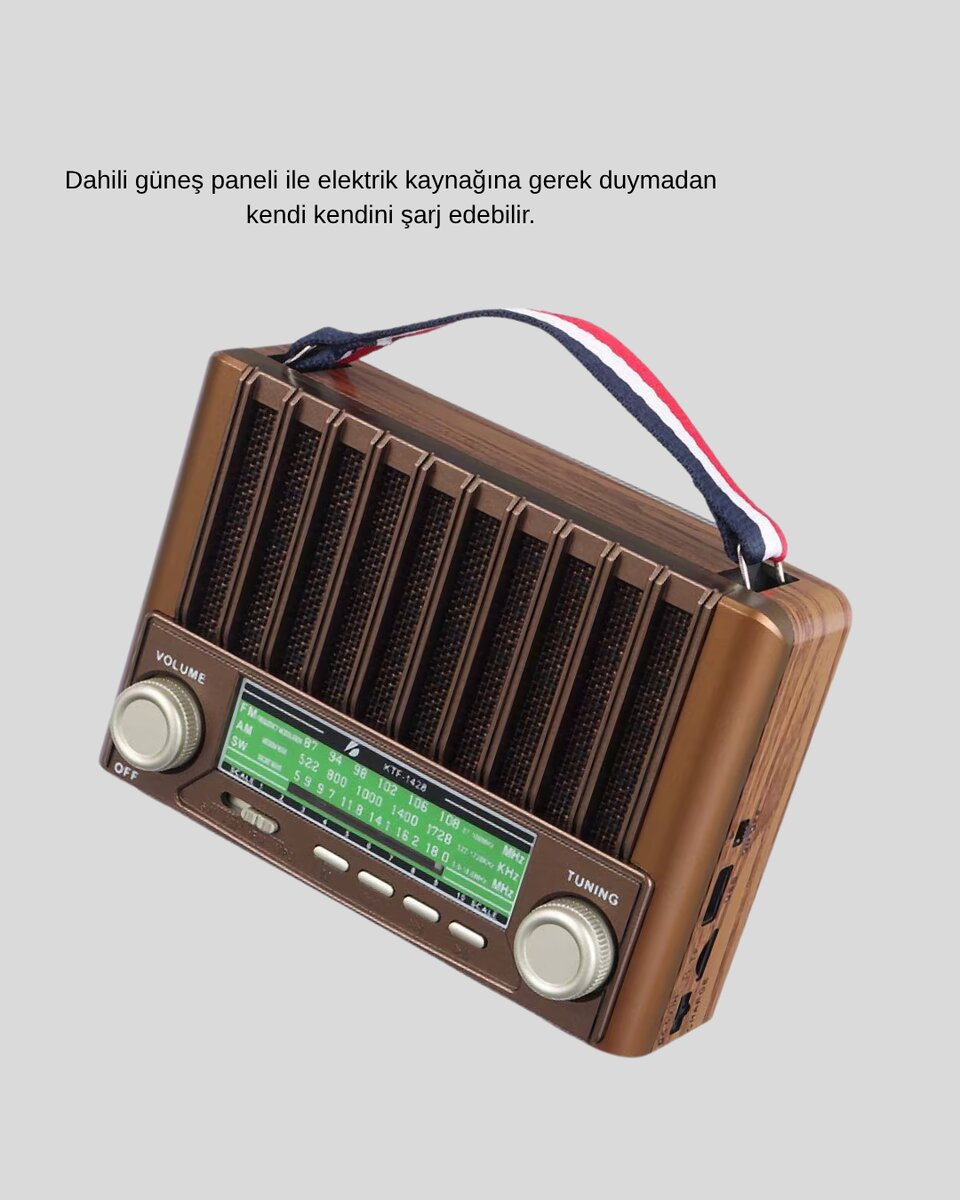 Solar Hoparlör Bluetooth FM AM SW Radyo Çok Fonksiyonlu Şarjlı