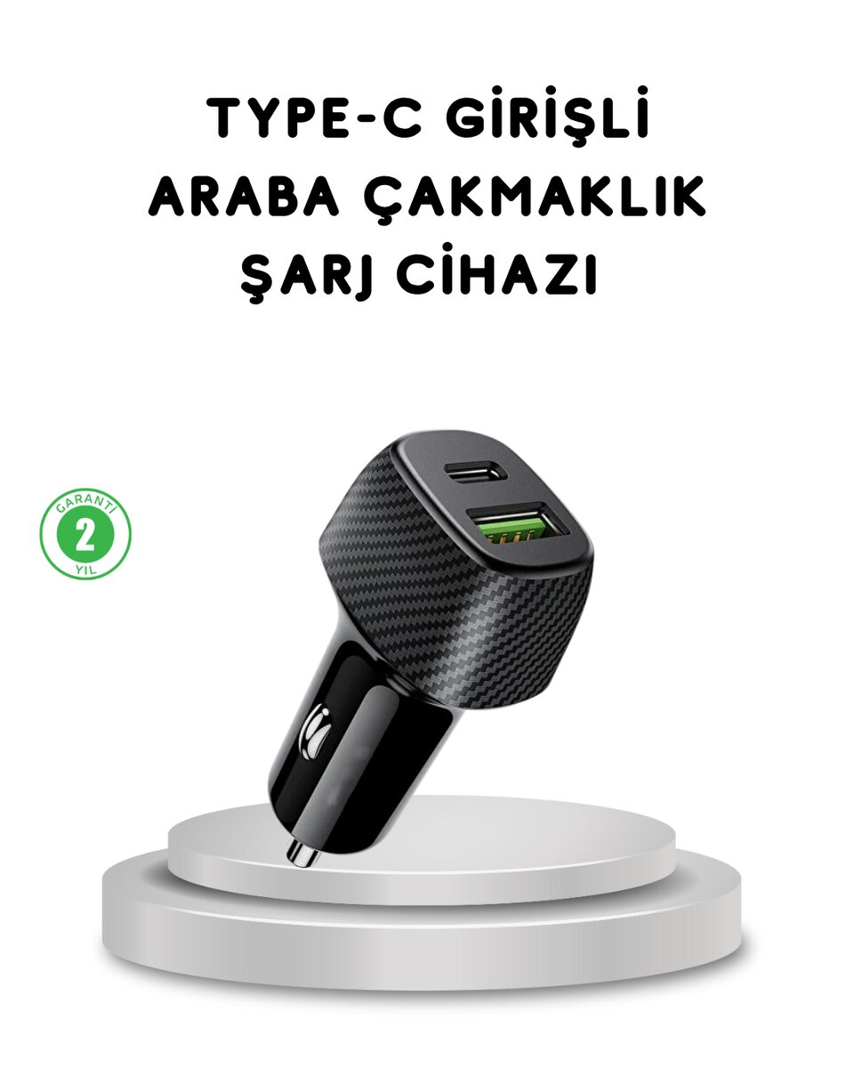 38W Araç Şarj Cihazı Type-C PD USB Hızlı Şarj Çift Port 38W Araç Şarj Cihazı Type-C PD USB Hızlı Şarj Çift Port