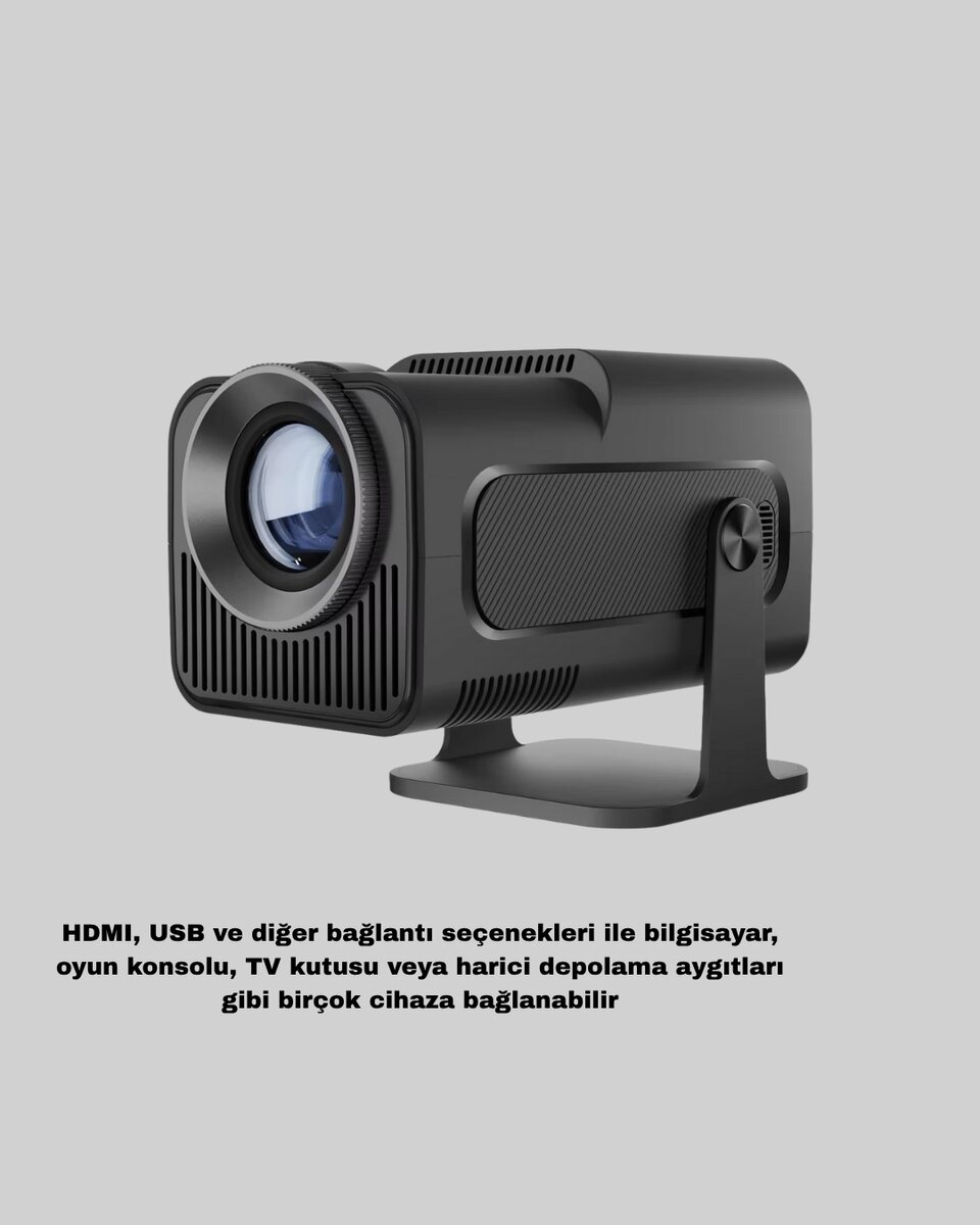 Taşınabilir Akıllı Projeksiyon HDMI USB Uyumlu Oyun Destekli Kompakt