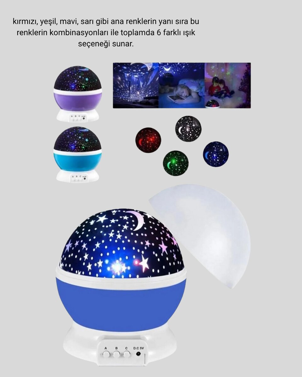Renkli LED Gece Lambası 6 Işık Modlu Çocuk Odası Atmosfer Aydınlatma Renkli LED Gece Lambası 6 Işık Modlu Çocuk Odası Atmosfer Aydınlatma