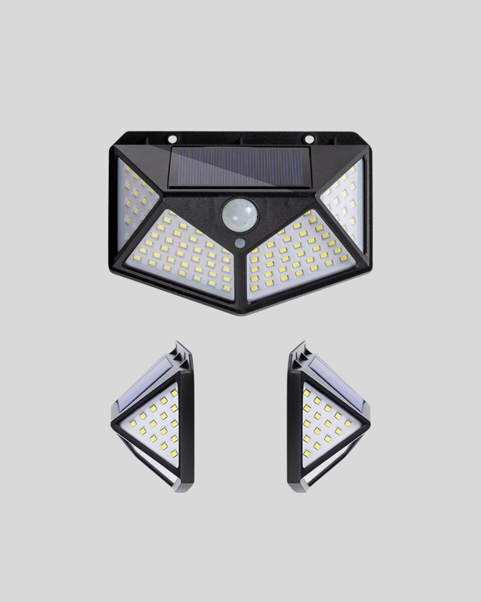 100 LED Solar Lamba Hareket Algılamalı Bahçe Duvar Dış Mekan Aydınlatma