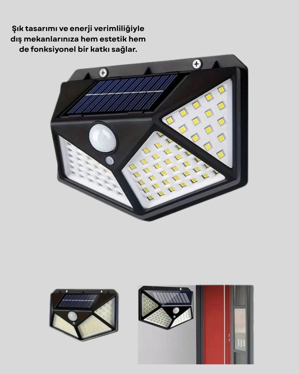 Solar Bahçe Lambası 100 LED Hareket Sensörlü Güneş Enerjili Aydınlatma Solar Bahçe Lambası 100 LED Hareket Sensörlü Güneş Enerjili Aydınlatma