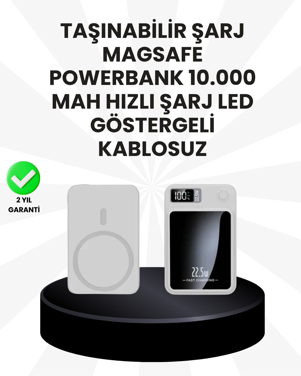 10000mAh Kapasiteli Manyetik USB-C ve Kablosuz Powerbank W09 10000mAh Kapasiteli Manyetik USB-C ve Kablosuz Powerbank W09