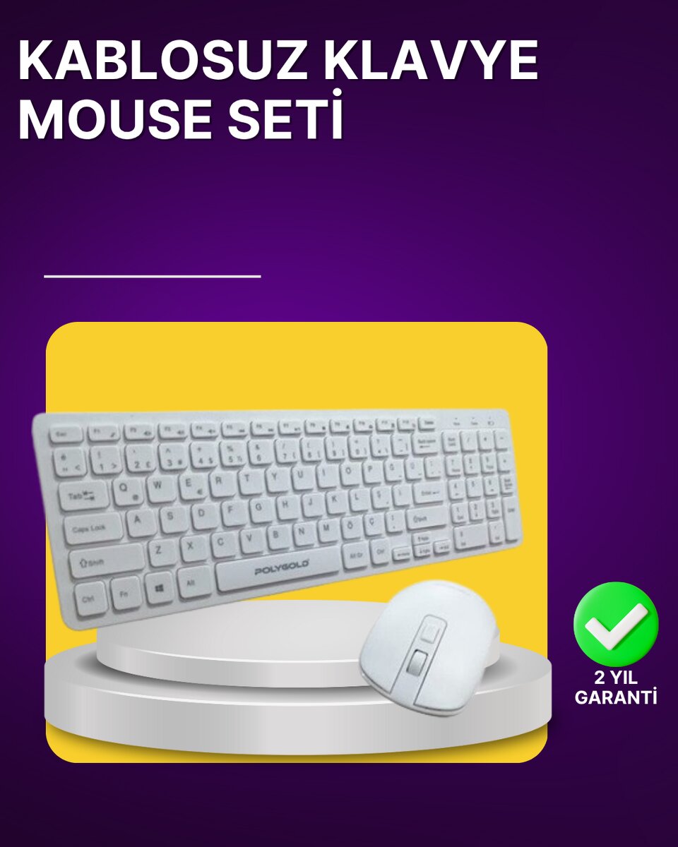 Kablosuz Klavye ve Mouse Seti - Ergonomik Tasarım, Sessiz Kullanım, Geniş Uyumluluk Kablosuz Klavye ve Mouse Seti - Ergonomik Tasarım, Sessiz Kullanım, Geniş Uyumluluk