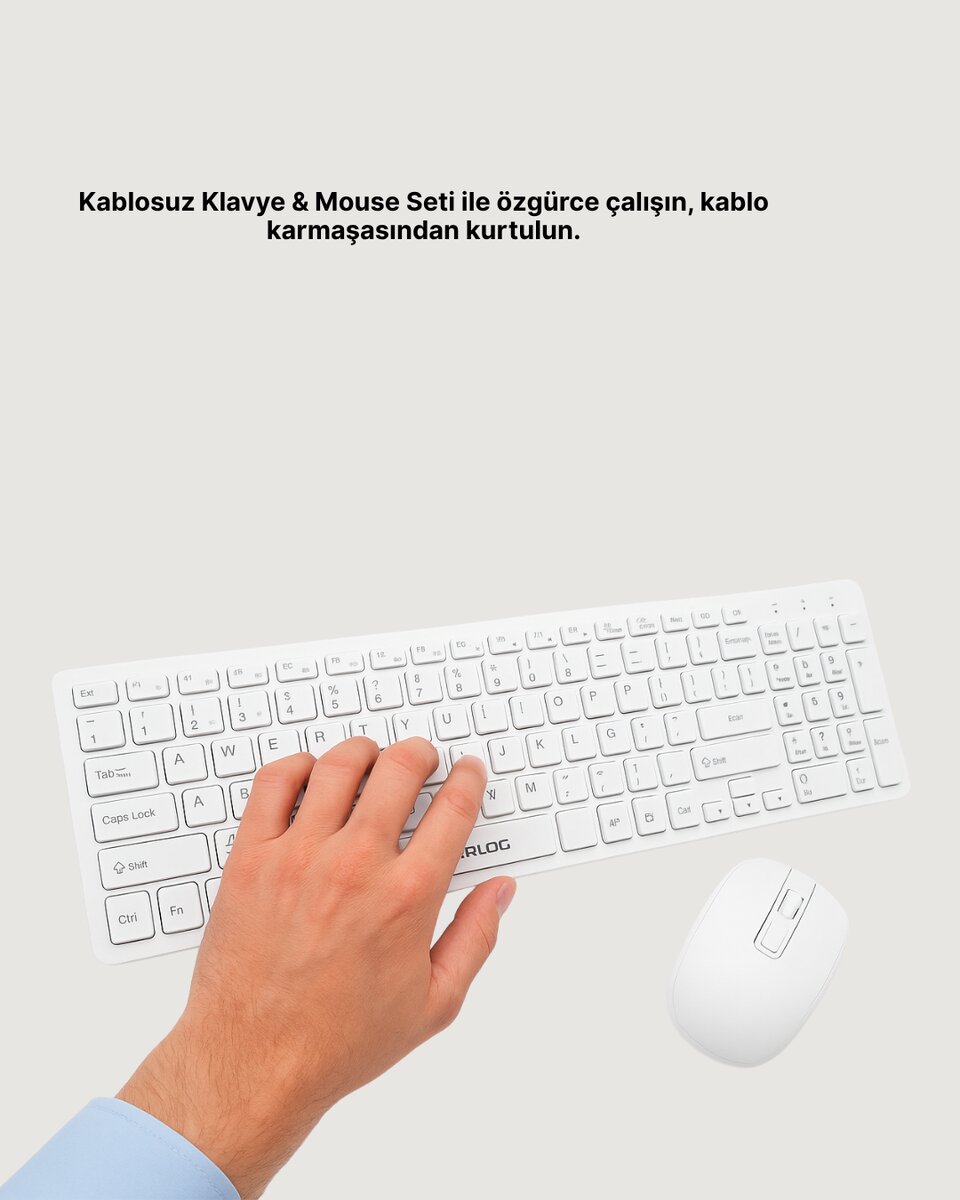 Kablosuz Klavye ve Mouse Seti - Ergonomik Tasarım, Sessiz Kullanım, Geniş Uyumluluk Kablosuz Klavye ve Mouse Seti - Ergonomik Tasarım, Sessiz Kullanım, Geniş Uyumluluk