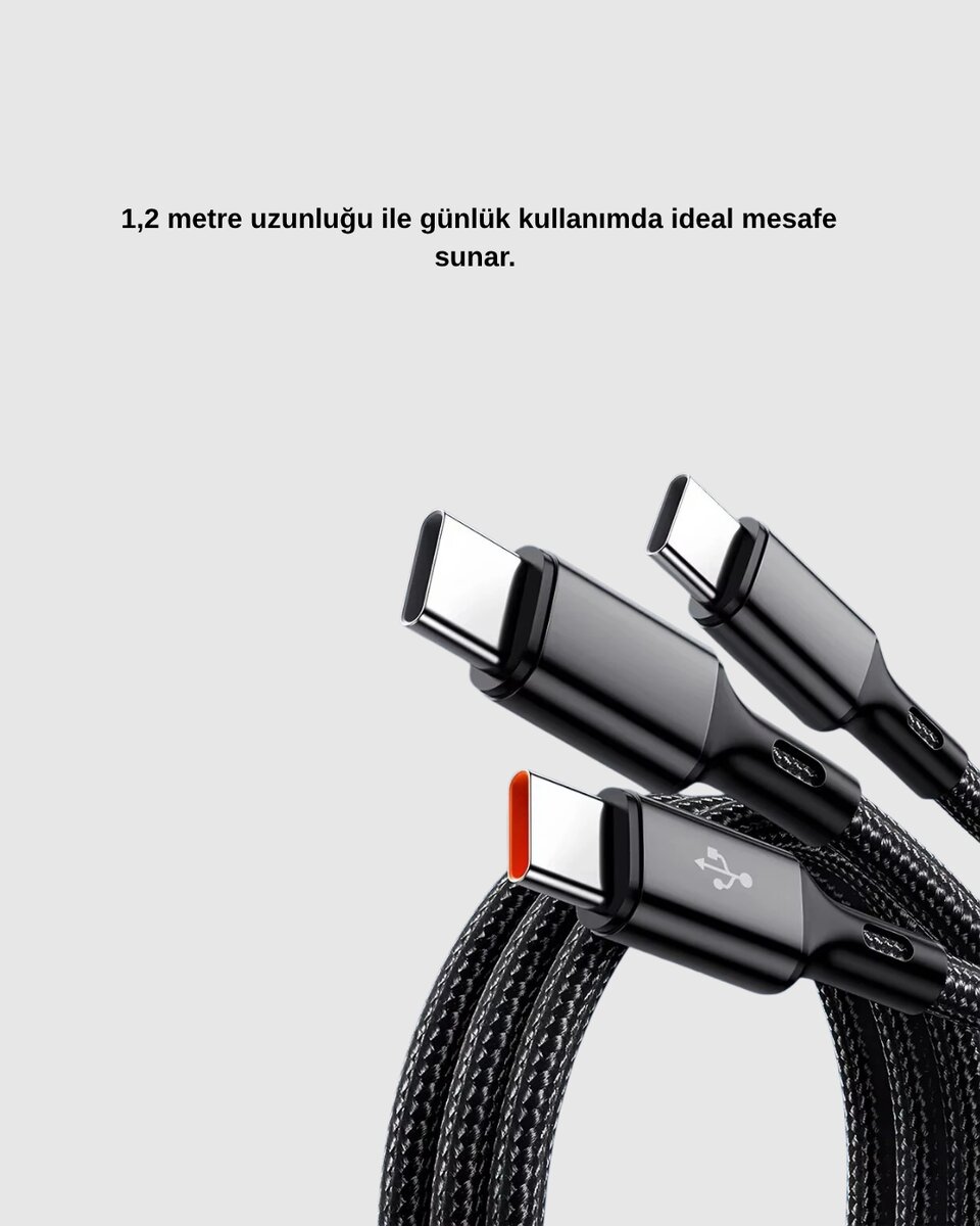 3 Başlıklı Hızlı Şarj Kablosu Metal Alaşımlı Dayanıklı ve Akıllı Çipli 3 Başlıklı Hızlı Şarj Kablosu Metal Alaşımlı Dayanıklı ve Akıllı Çipli