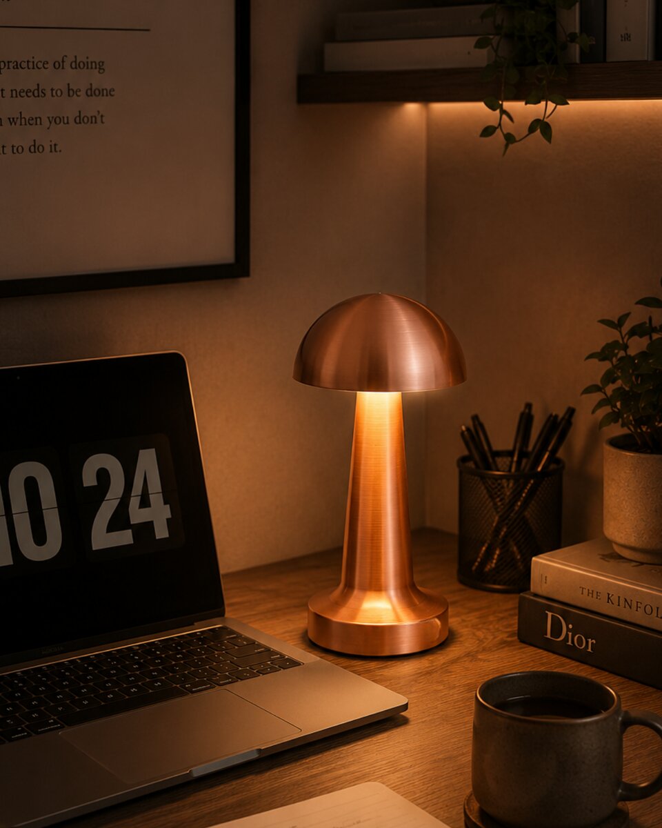 Modern Bronz Mantar Masa Lambası LED Dokunmatik Dekoratif Aydınlatma Modern Bronz Mantar Masa Lambası LED Dokunmatik Dekoratif Aydınlatma