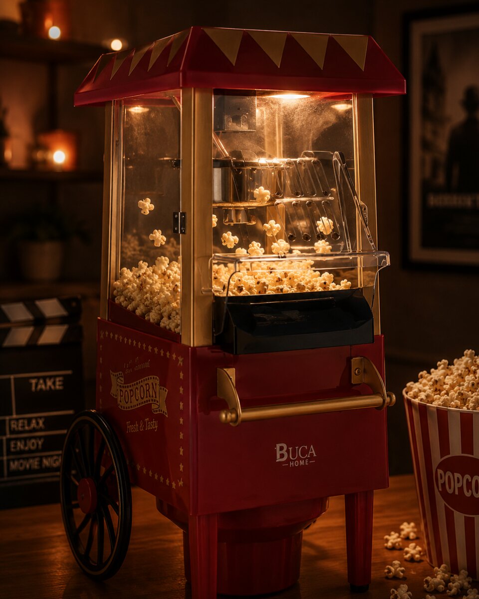 Yağsız Mısır Patlatma Makinesi Sıcak Hava Popcorn Makinesi Nostaljik Tasarım Yağsız Mısır Patlatma Makinesi Sıcak Hava Popcorn Makinesi Nostaljik Tasarım