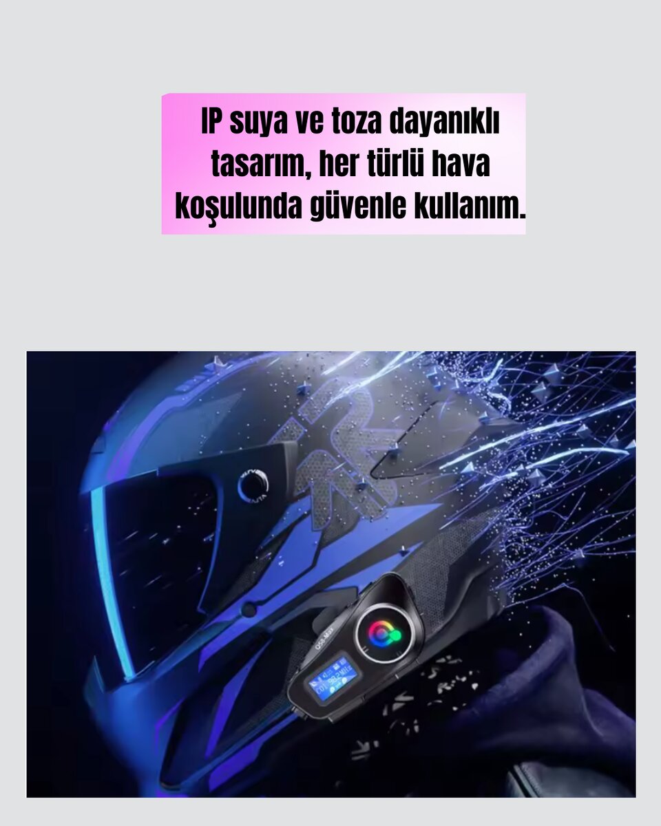 IP65 Suya Dayanıklı Kask Bluetooth Kulaklık LCD Ekranlı IP65 Suya Dayanıklı Kask Bluetooth Kulaklık LCD Ekranlı