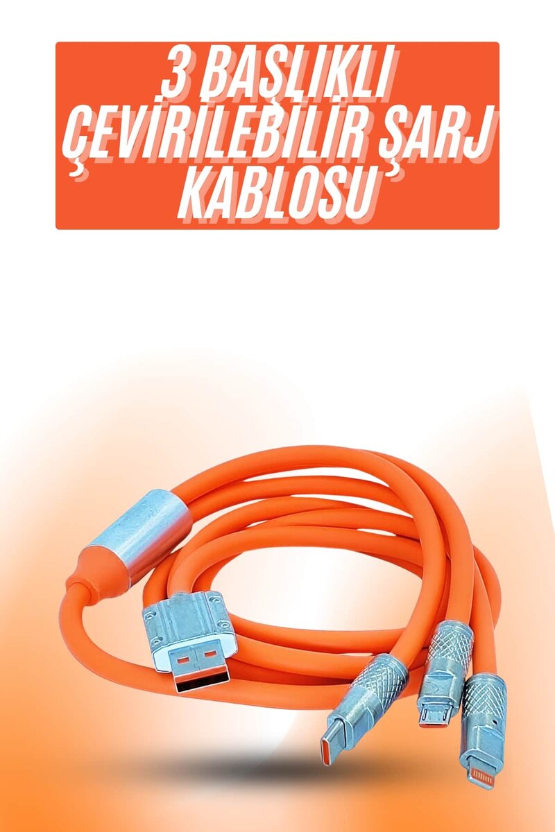 Çoklu Şarj Kablosu USB Type-C İOS Uyumlu 120W Hızlı Şarj Kablosu Çoklu Şarj Kablosu USB Type-C İOS Uyumlu 120W Hızlı Şarj Kablosu