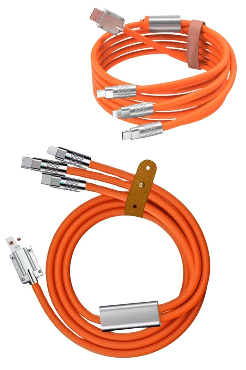 120W 3 İn 1 Uyumlu Silikon Şarj Kablosu Hızlı Şarj Kablosu 120W 3 İn 1 Uyumlu Silikon Şarj Kablosu Hızlı Şarj Kablosu