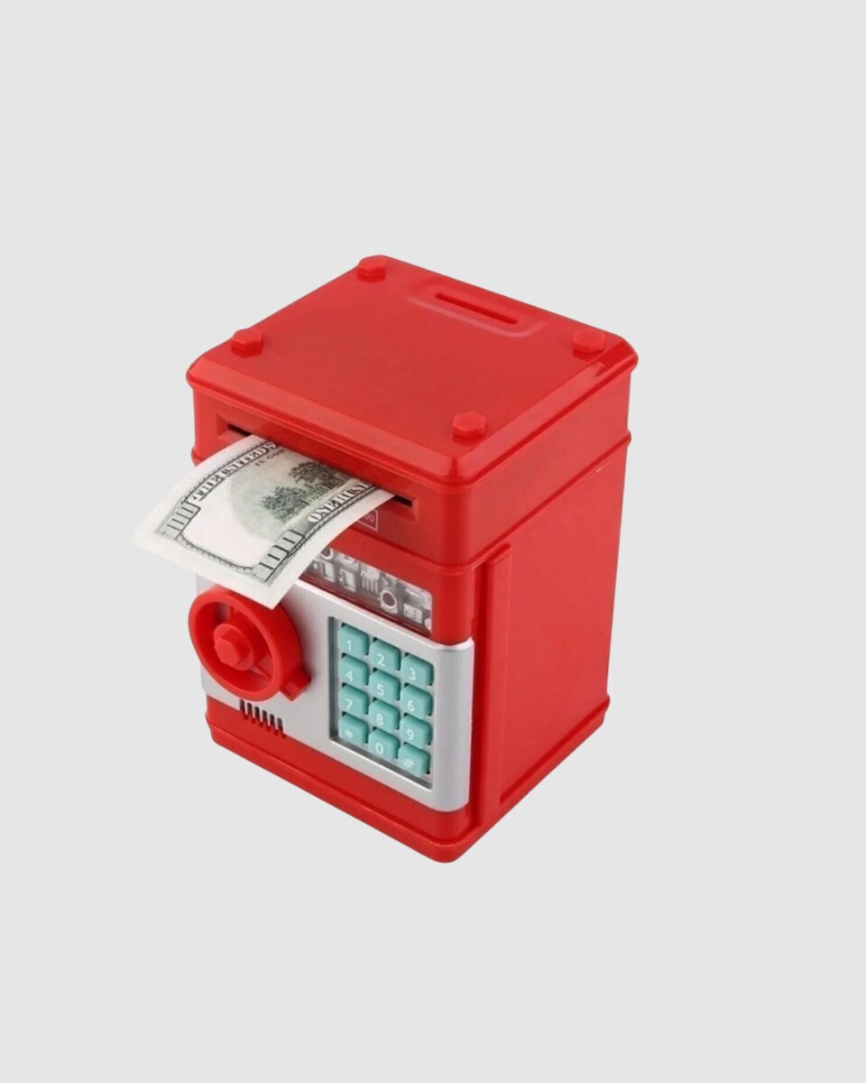 Kırmızı ATM Tasarımlı Şifreli Para Kasası Kumbara Kırmızı ATM Tasarımlı Şifreli Para Kasası Kumbara