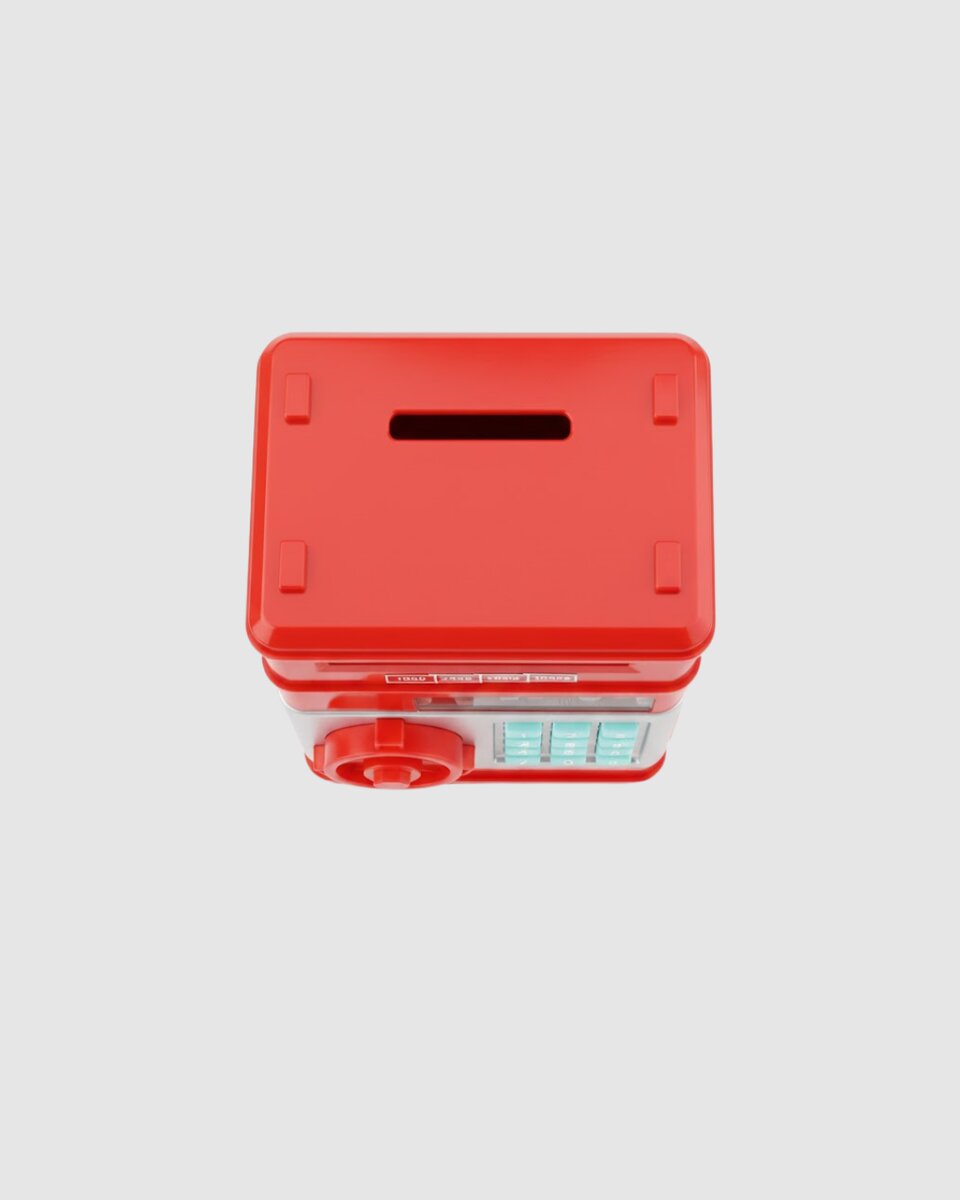 Kırmızı ATM Tasarımlı Şifreli Para Kasası Kumbara Kırmızı ATM Tasarımlı Şifreli Para Kasası Kumbara