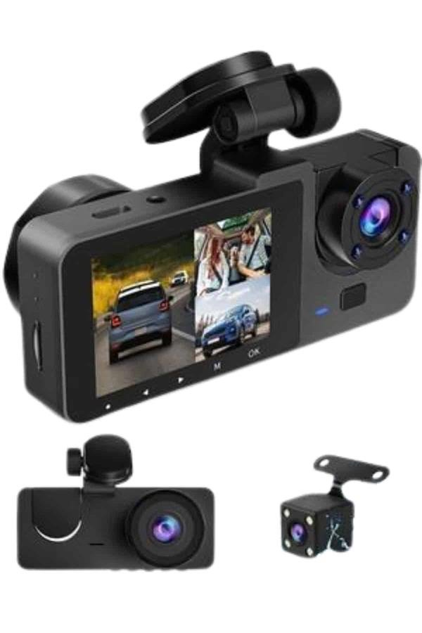 Yol Kayıt Araç Kamerası HD DVR 3 Kameralı 2.0in Ekranlı Ön İç Arka Yol Kayıt Araç Kamerası HD DVR 3 Kameralı 2.0in Ekranlı Ön İç Arka