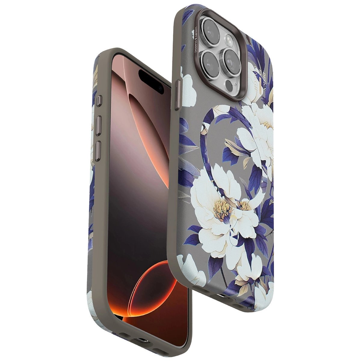 Onegif İphone 14 Pro Flower Series Magsafe Kapak - Gri Onegif İphone 14 Pro Flower Series Magsafe Kapak - Gri