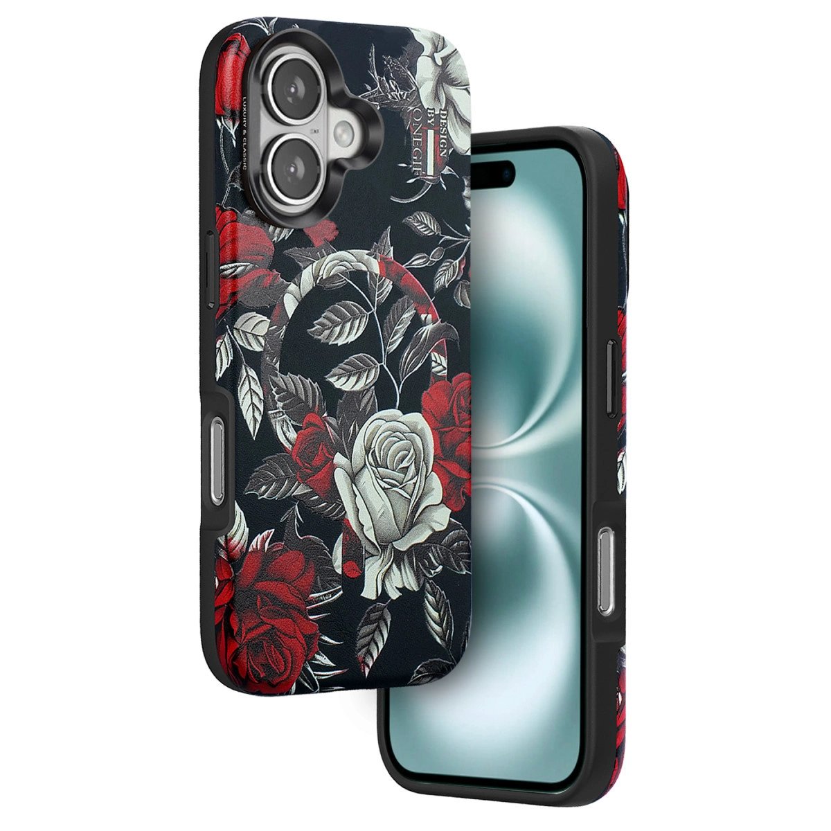 Onegif İphone 16 Flower Series Magsafe Kapak - Siyah