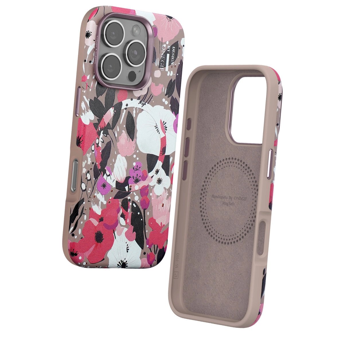 Onegif İphone 16 Pro Flower Series Magsafe Kapak - Pembe