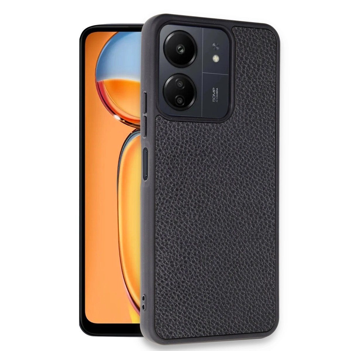 Xiaomi Redmi 13c Kılıf Aras Deri Kapak - Siyah Xiaomi Redmi 13c Kılıf Aras Deri Kapak - Siyah