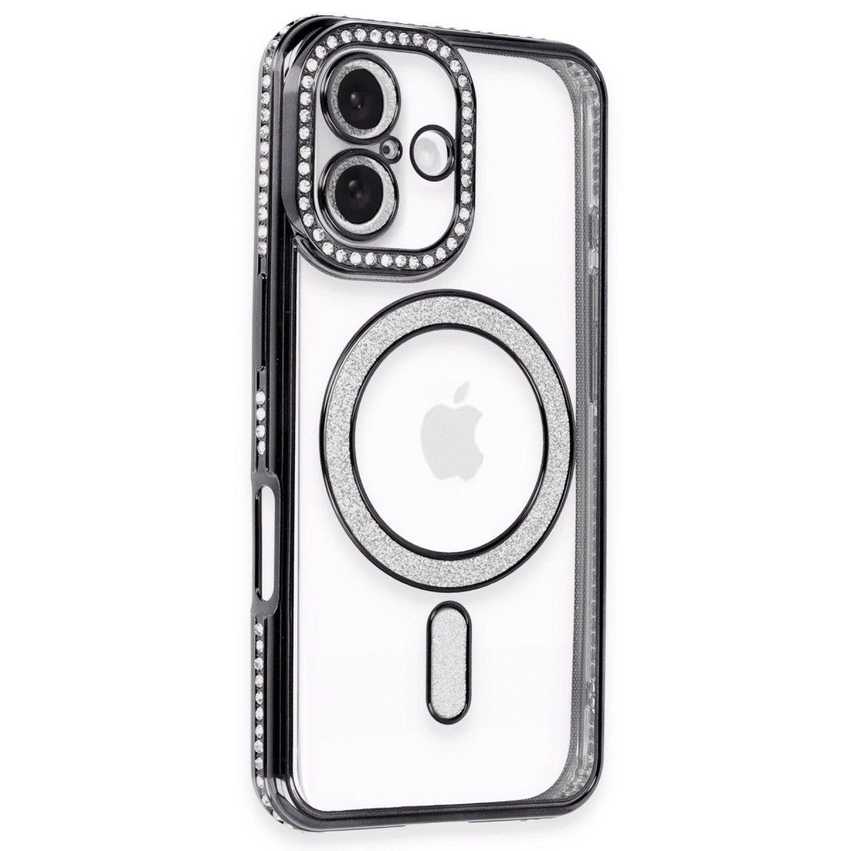 İphone 16 Plus Kılıf Joke Simli Magneticsafe Kılıf - Siyah