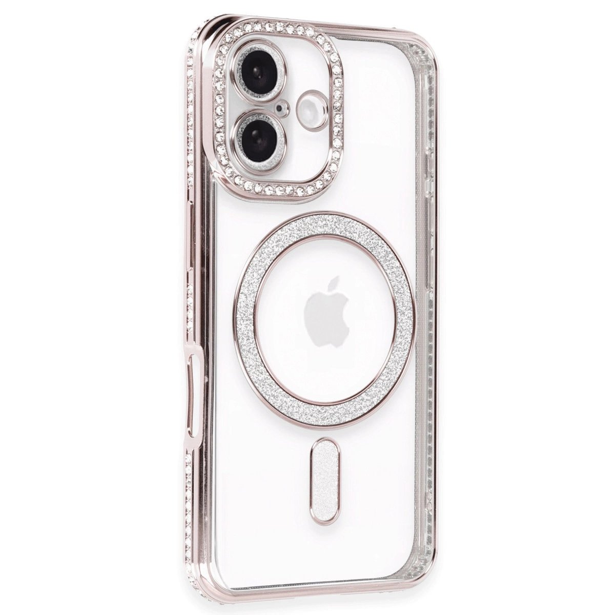 İphone 16 Plus Kılıf Joke Simli Magneticsafe Kılıf - Pembe
