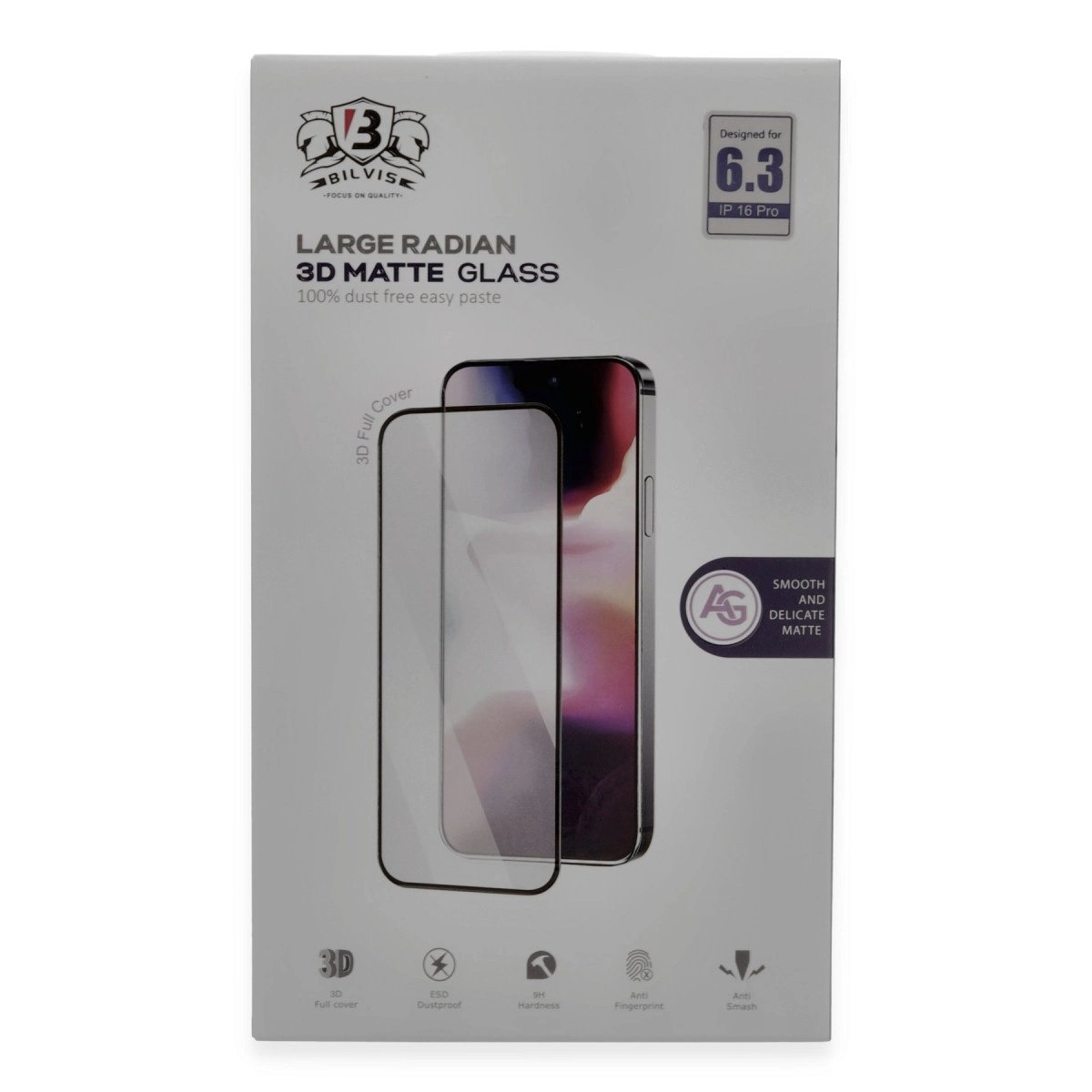 İphone 16 Pro Max Bilvis 3d Mat Cam Ekran Koruyucu