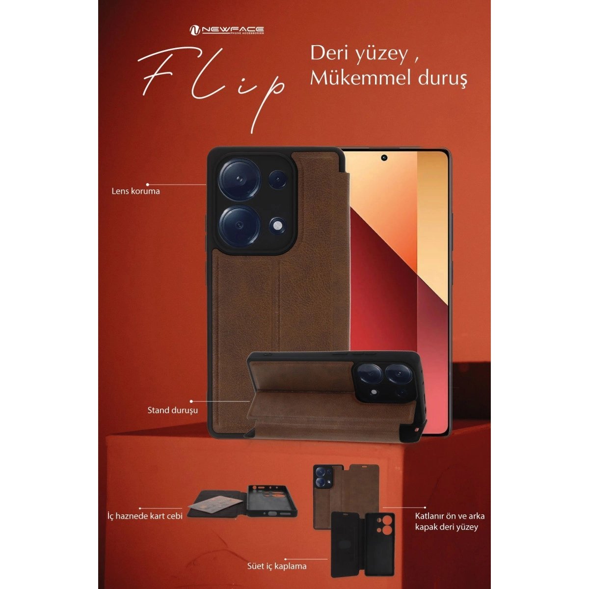 General Mobile Era 50 Kılıf Flip Cover - Taba
