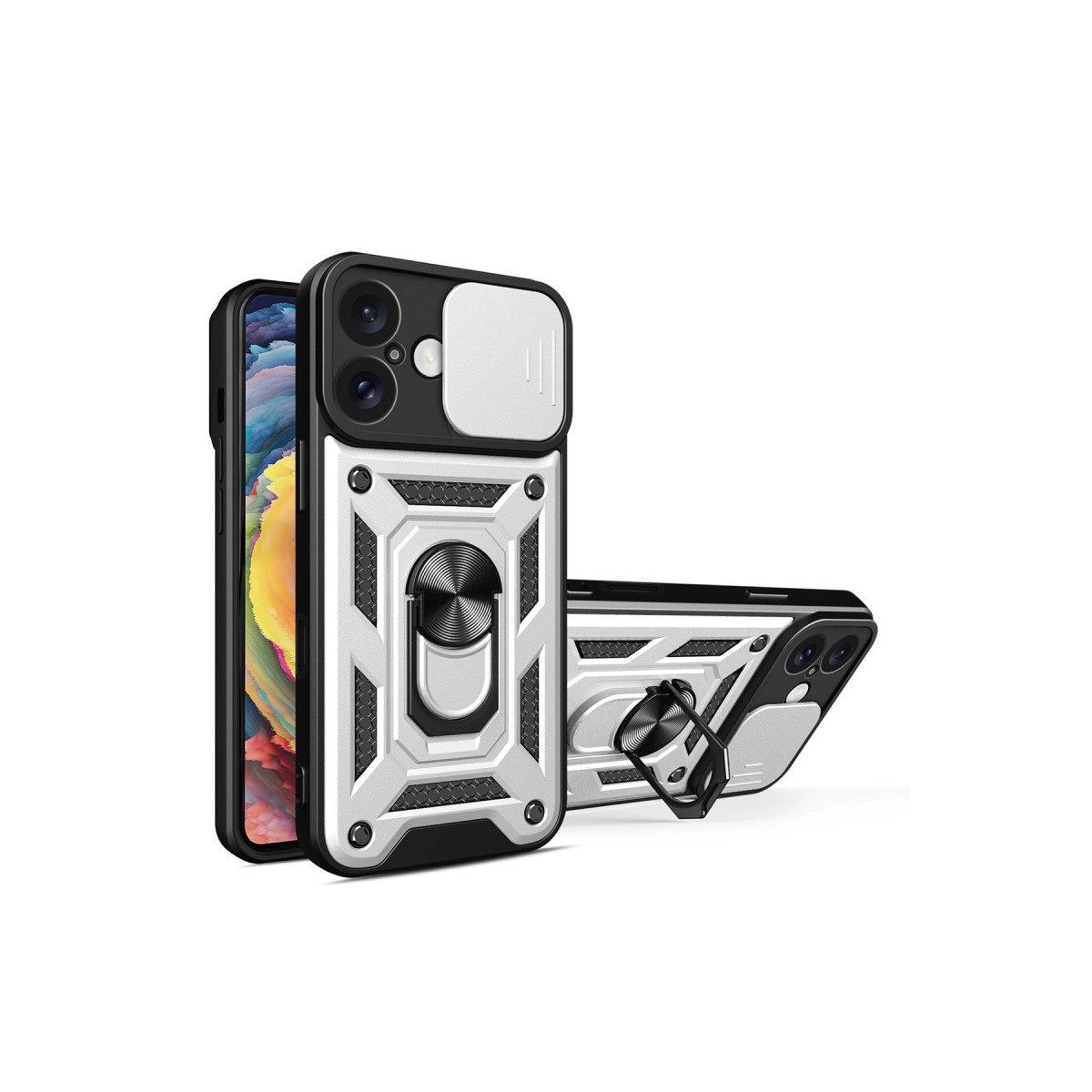 İphone 16 Kılıf Pars Lens Yüzüklü Silikon - Gümüş İphone 16 Kılıf Pars Lens Yüzüklü Silikon - Gümüş