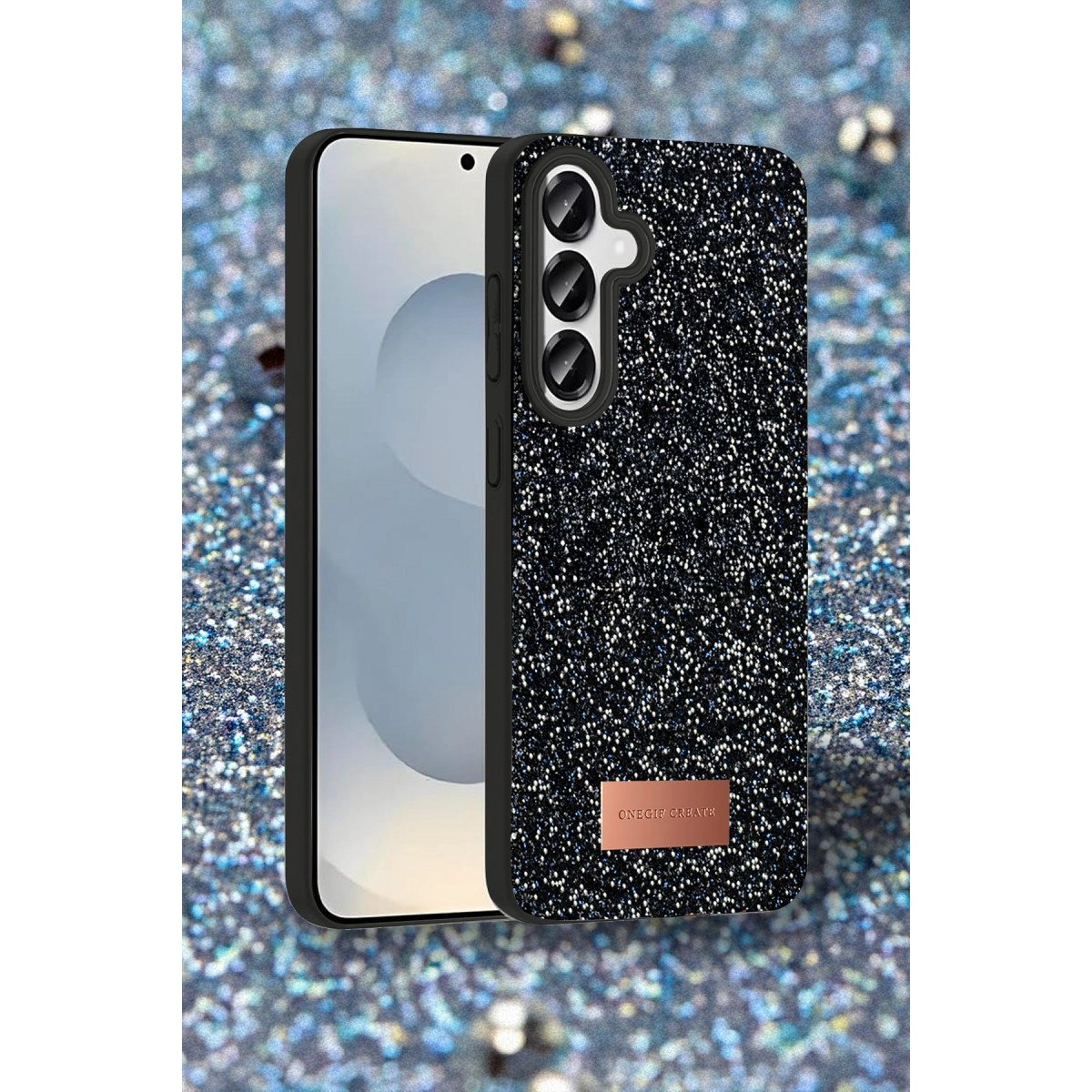 Onegif Samsung Galaxy S25 Bright Simli Kapak - Siyah Onegif Samsung Galaxy S25 Bright Simli Kapak - Siyah