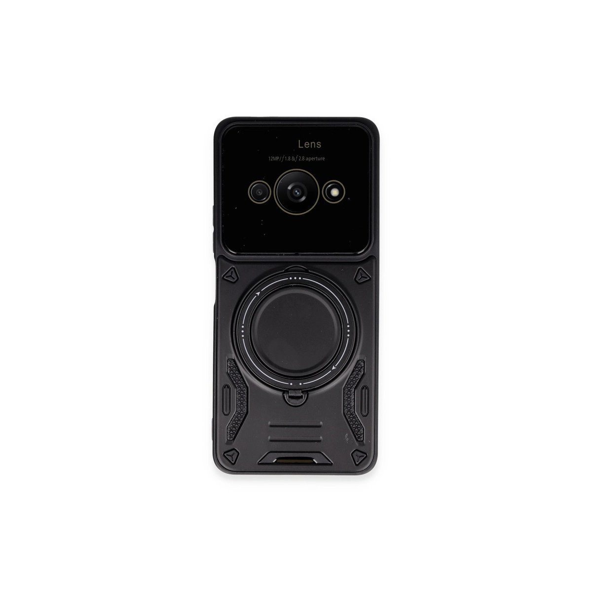 Xiaomi Poco C61 Kılıf Joy Lens Standlı Kapak - Siyah Xiaomi Poco C61 Kılıf Joy Lens Standlı Kapak - Siyah
