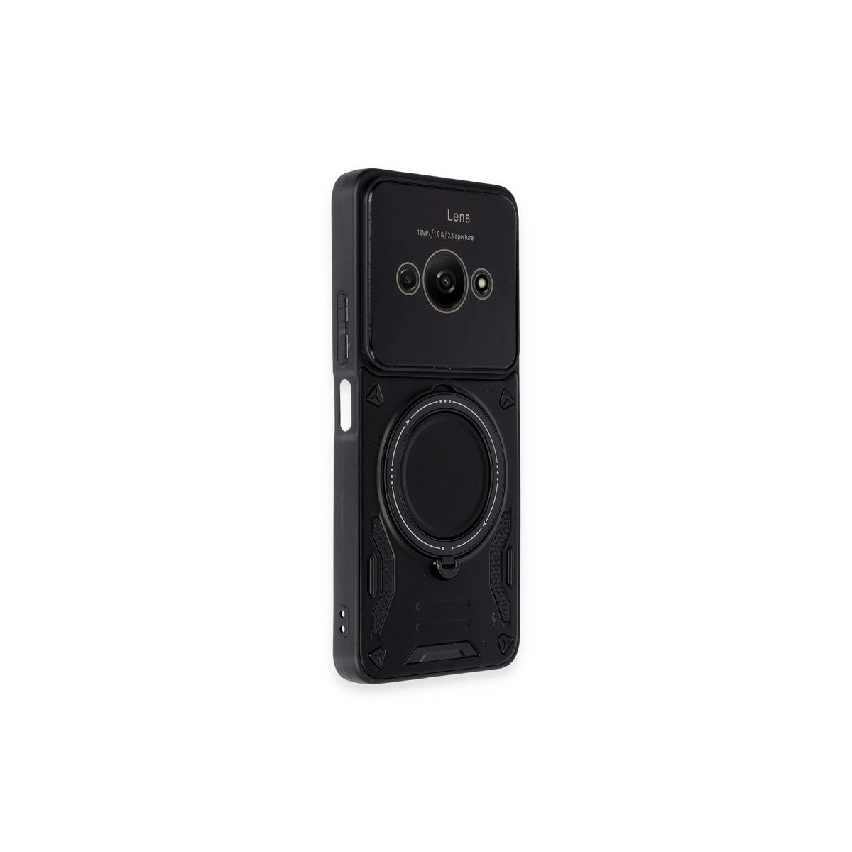 Xiaomi Poco C61 Kılıf Joy Lens Standlı Kapak - Siyah Xiaomi Poco C61 Kılıf Joy Lens Standlı Kapak - Siyah