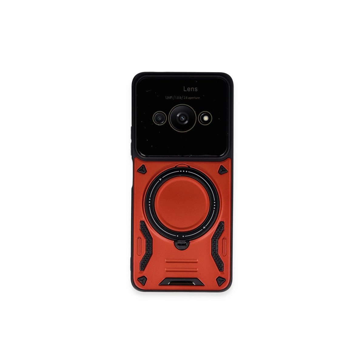 Xiaomi Poco C61 Kılıf Joy Lens Standlı Kapak - Kırmızı Xiaomi Poco C61 Kılıf Joy Lens Standlı Kapak - Kırmızı