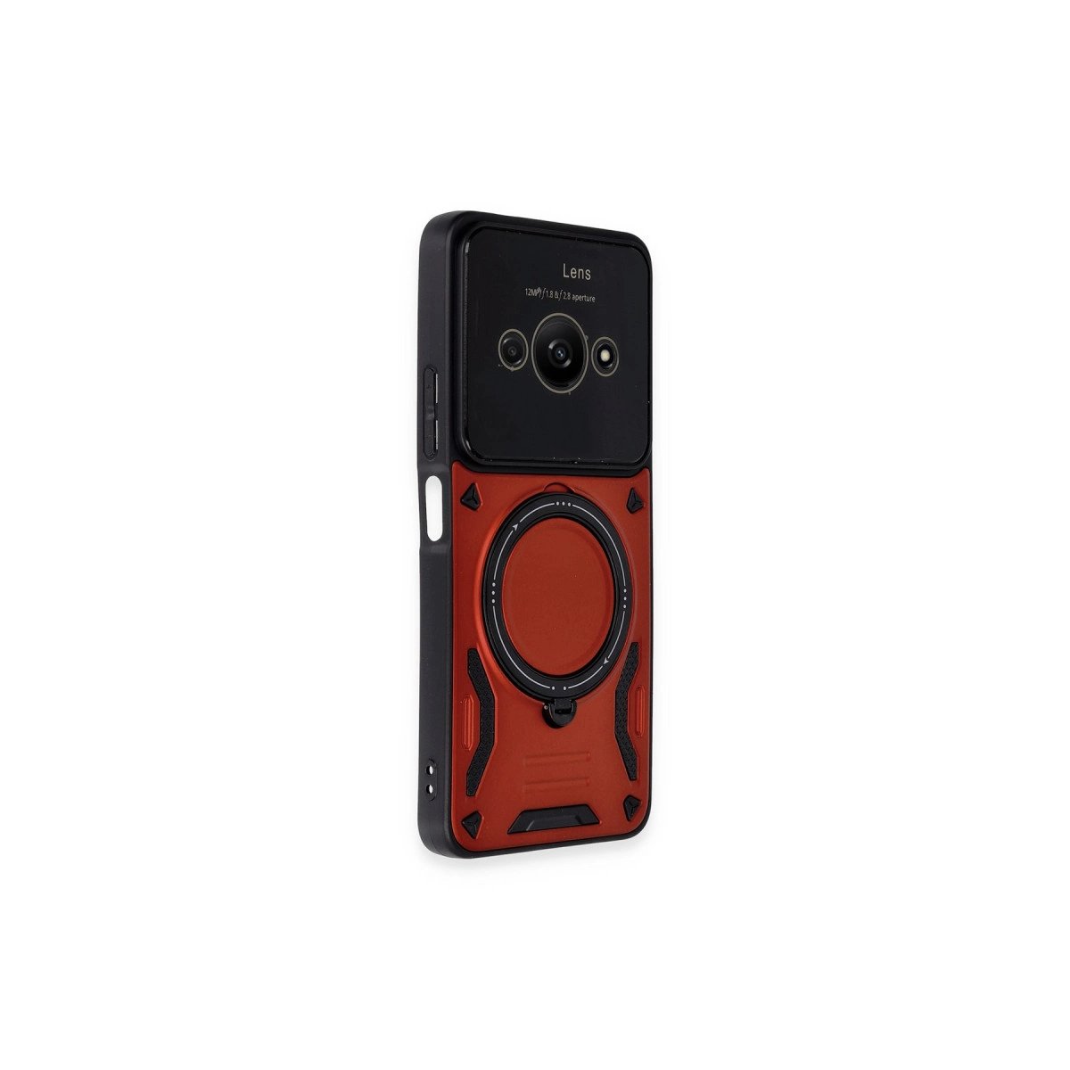 Xiaomi Poco C61 Kılıf Joy Lens Standlı Kapak - Kırmızı Xiaomi Poco C61 Kılıf Joy Lens Standlı Kapak - Kırmızı