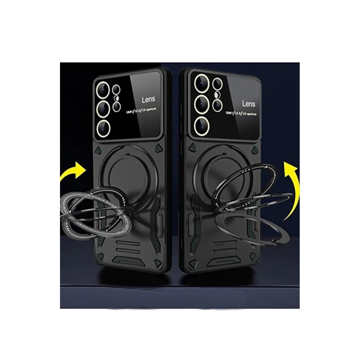 Samsung Galaxy S24 Ultra Kılıf Joy Lens Standlı Kapak - Mor Samsung Galaxy S24 Ultra Kılıf Joy Lens Standlı Kapak - Mor