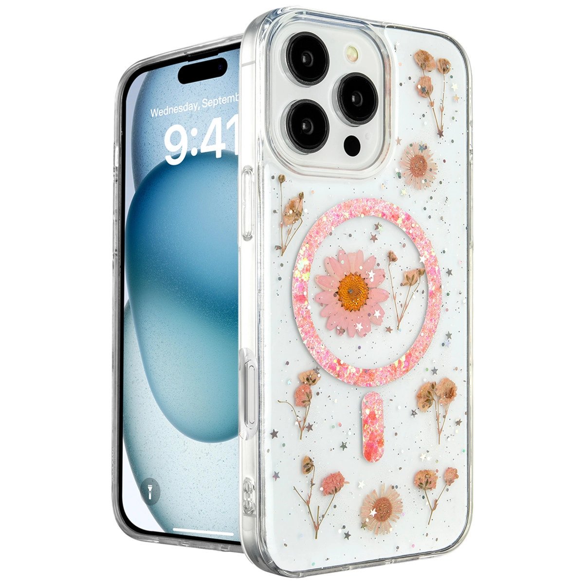 İphone 16 Pro Kılıf Daisy Simli Magsafe Kapak - Pembe İphone 16 Pro Kılıf Daisy Simli Magsafe Kapak - Pembe