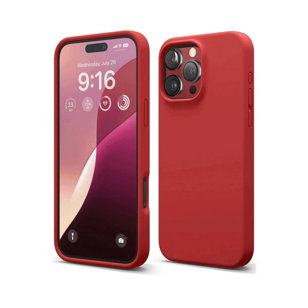 İphone 16 Pro Max Kılıf Nano İçi Kadife Silikon - Kırmızı