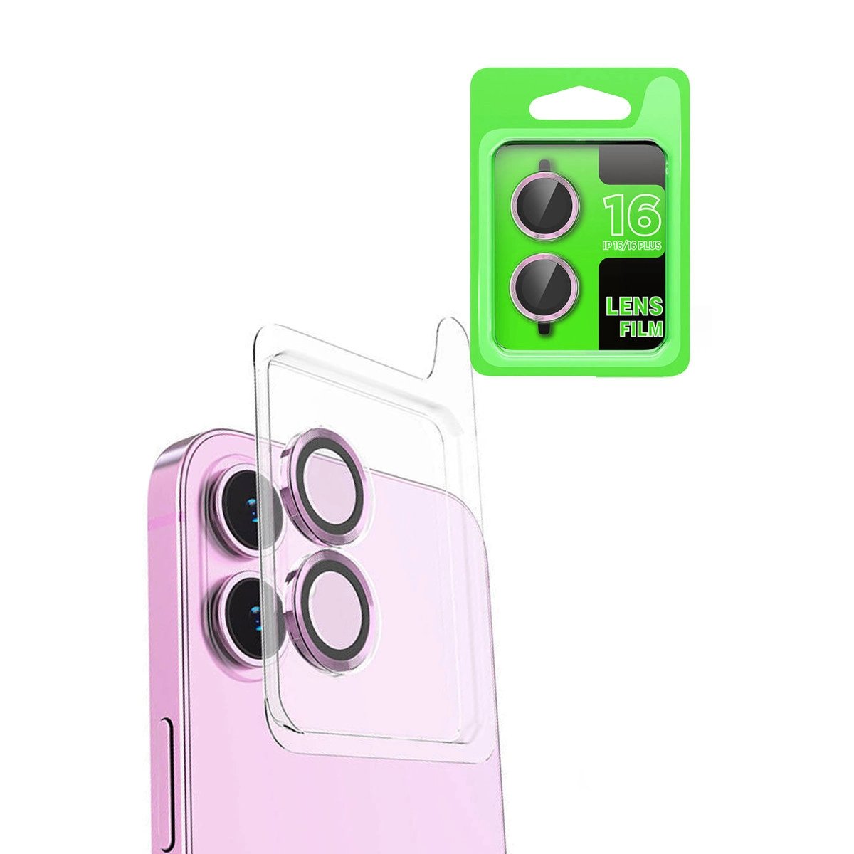İphone 16 Plus Raze Metal Kamera Lens - Pembe İphone 16 Plus Raze Metal Kamera Lens - Pembe