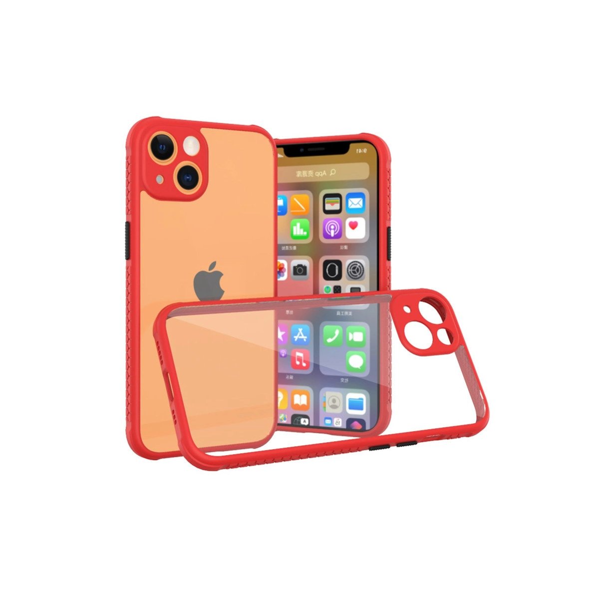 İphone 13 Mini Kılıf Miami Şeffaf Silikon - Kırmızı İphone 13 Mini Kılıf Miami Şeffaf Silikon - Kırmızı