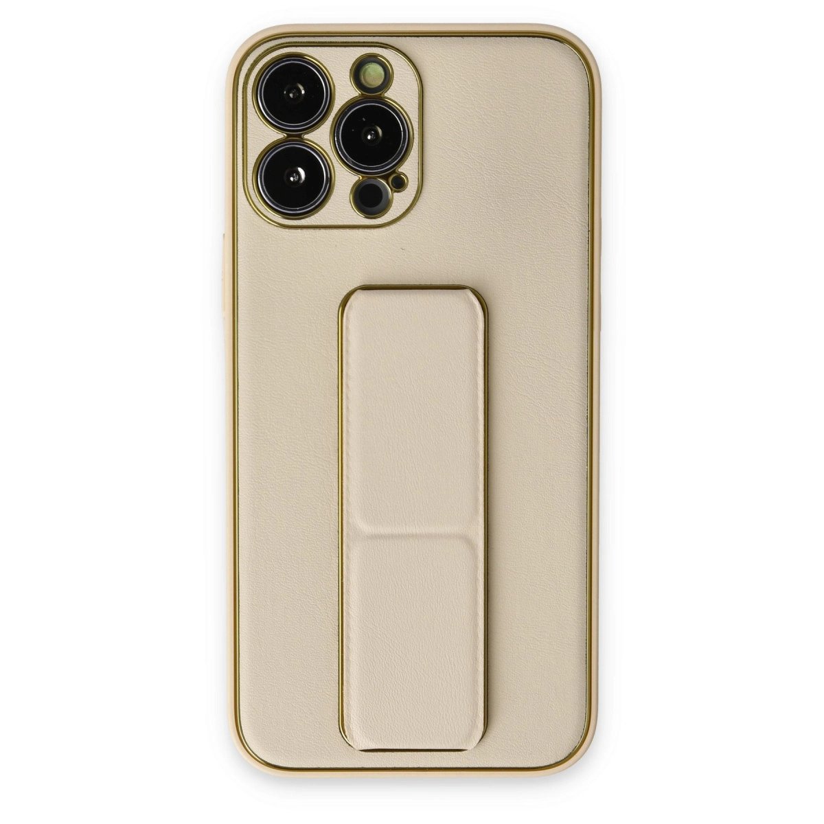 İphone 13 Pro Kılıf Coco Deri Standlı Kapak - Gold İphone 13 Pro Kılıf Coco Deri Standlı Kapak - Gold