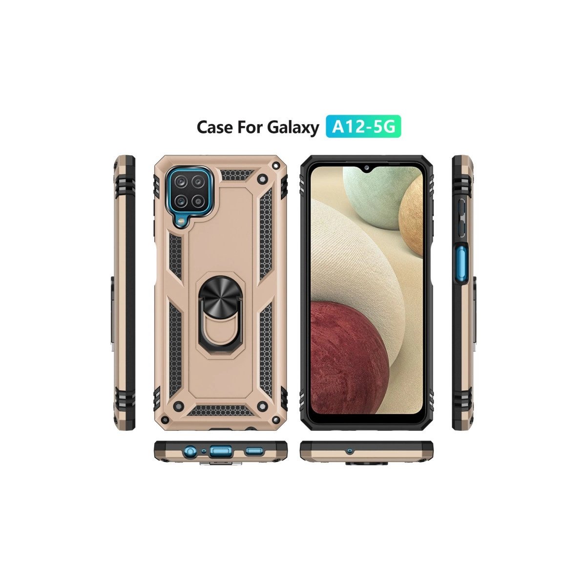 Samsung Galaxy A22 Kılıf Sofya Yüzüklü Silikon Kapak - Gold Samsung Galaxy A22 Kılıf Sofya Yüzüklü Silikon Kapak - Gold