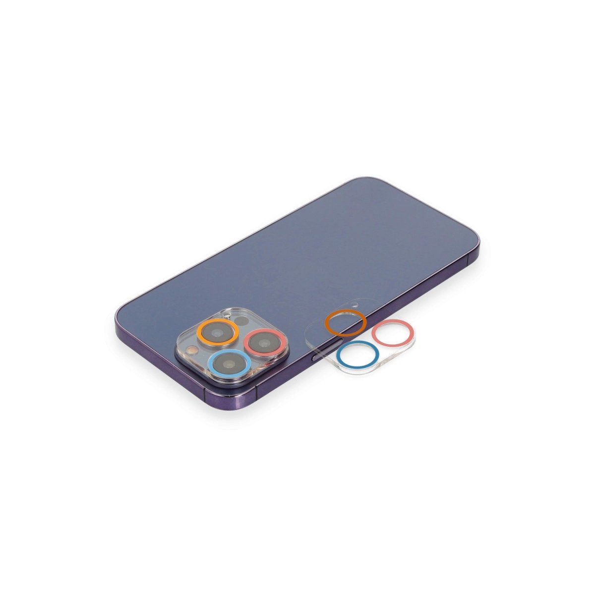 İphone 12 Pro Max Renkli Kamera Lens Koruma Cam - Pembe-mavi İphone 12 Pro Max Renkli Kamera Lens Koruma Cam - Pembe-mavi