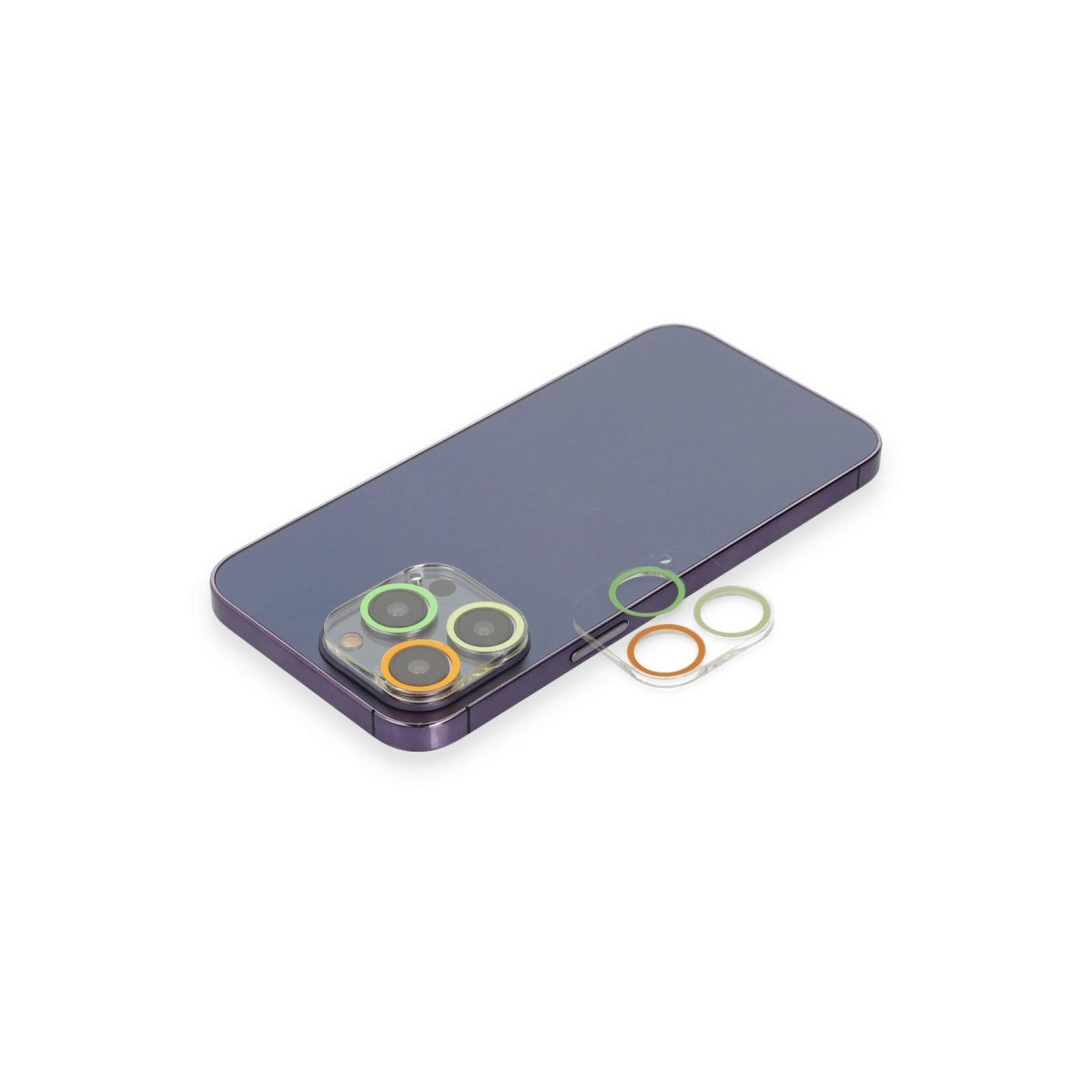 İphone 13 Pro Max Renkli Kamera Lens Koruma Cam - Sarı-turuncu İphone 13 Pro Max Renkli Kamera Lens Koruma Cam - Sarı-turuncu