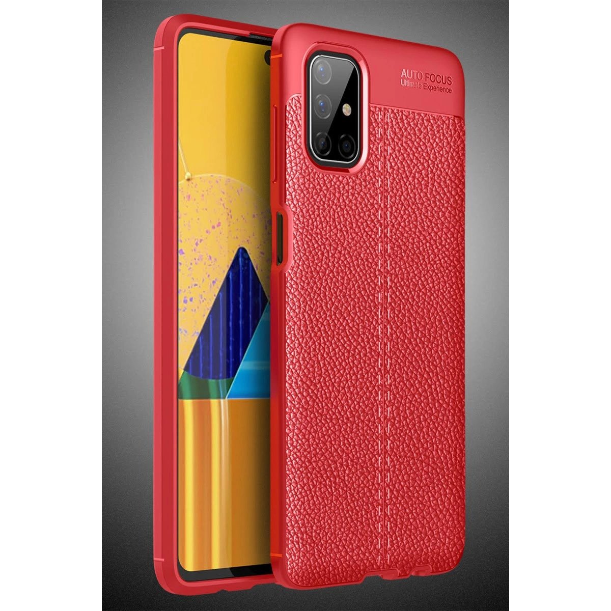 Samsung Galaxy M51 Kılıf Auto Focus Kapak - Kırmızı Samsung Galaxy M51 Kılıf Auto Focus Kapak - Kırmızı
