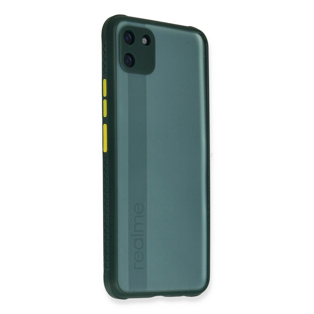 Realme C11 Kılıf Miami Şeffaf Silikon - Koyu Yeşil Realme C11 Kılıf Miami Şeffaf Silikon - Koyu Yeşil