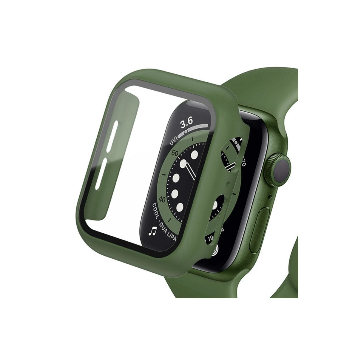 Apple Watch 42mm Camlı Kasa Ekran Koruyucu - Koyu Yeşil