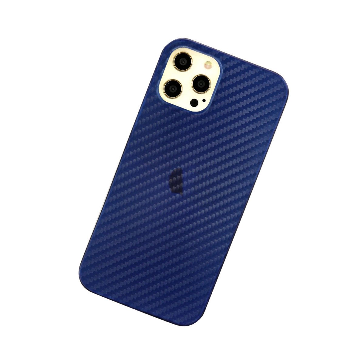 İphone 12 Pro Max Kılıf Karbon Pp Silikon - Mavi