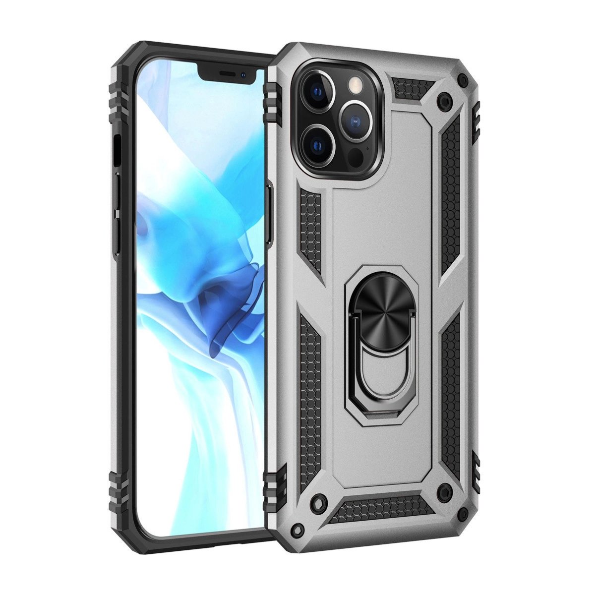İphone 12 Pro Max Kılıf Sofya Yüzüklü Silikon Kapak - Gümüş İphone 12 Pro Max Kılıf Sofya Yüzüklü Silikon Kapak - Gümüş