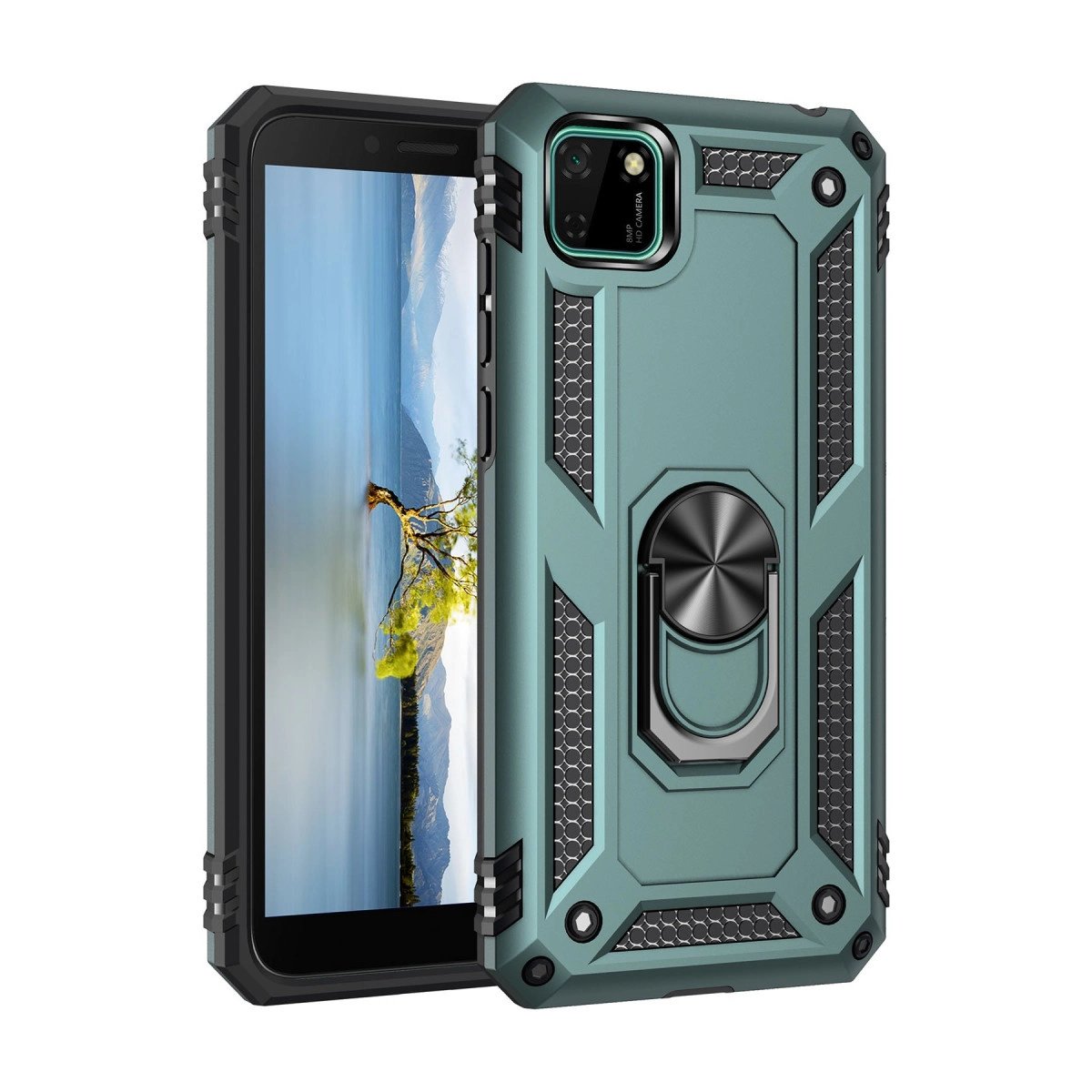 Huawei Y5p Kılıf Sofya Yüzüklü Silikon Kapak - Yeşil Huawei Y5p Kılıf Sofya Yüzüklü Silikon Kapak - Yeşil