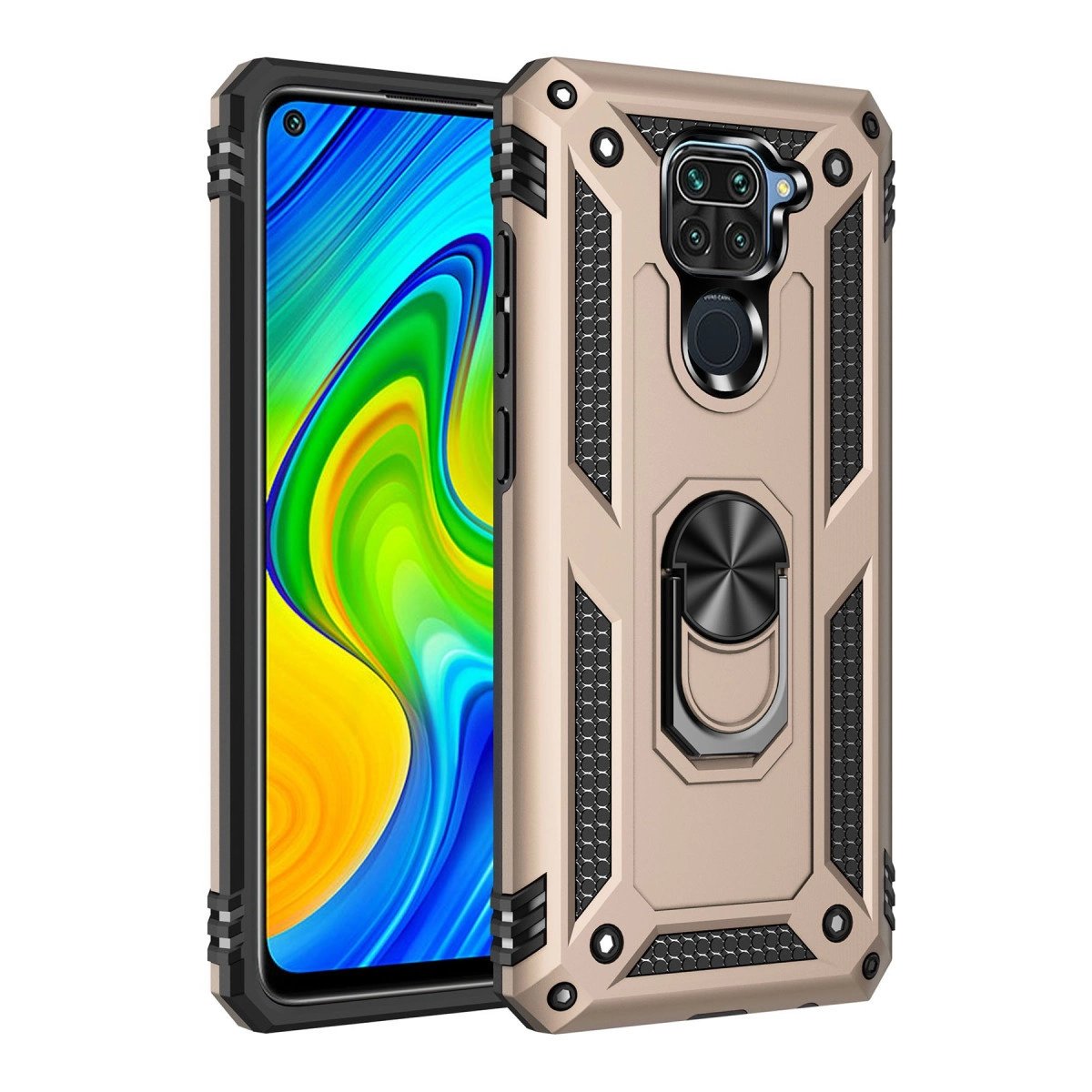 Xiaomi Redmi Note 9 Kılıf Sofya Yüzüklü Silikon Kapak - Gold Xiaomi Redmi Note 9 Kılıf Sofya Yüzüklü Silikon Kapak - Gold