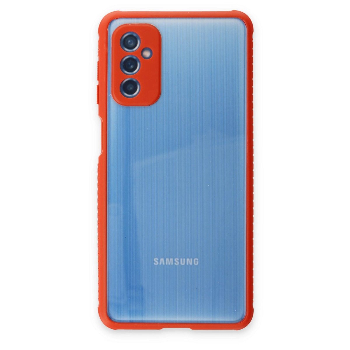Samsung Galaxy M52 5g Kılıf Miami Şeffaf Silikon - Kırmızı Samsung Galaxy M52 5g Kılıf Miami Şeffaf Silikon - Kırmızı