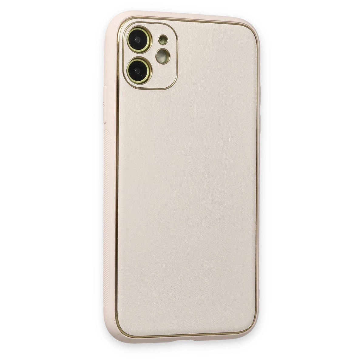 İphone 12 Kılıf Coco Deri Silikon Kapak - Beyaz İphone 12 Kılıf Coco Deri Silikon Kapak - Beyaz